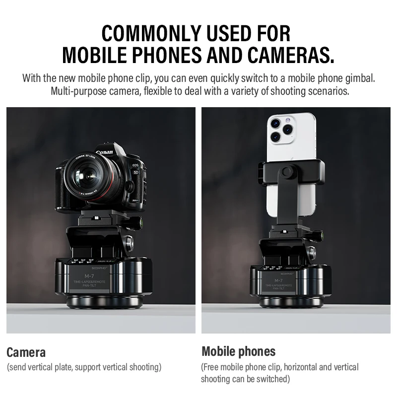 كاميرا SOONPHO M7 حامل ثلاثي القوائم أوتوماتيكي للتصوير الفوتوغرافي بفاصل زمني 360 °   رأس بانورامي بمحرك قابل للدوران مع لاسلكي
