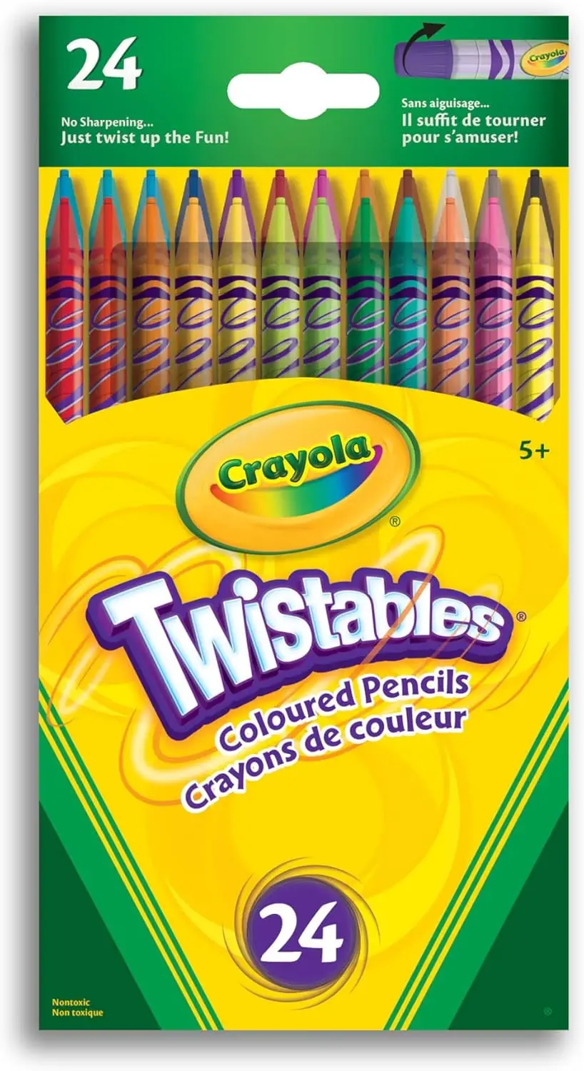 

24 Twistable Colored Pencils for Kids, Easy to Use, No Sharpening Needed, Vibrant Colors for Art and School Projects