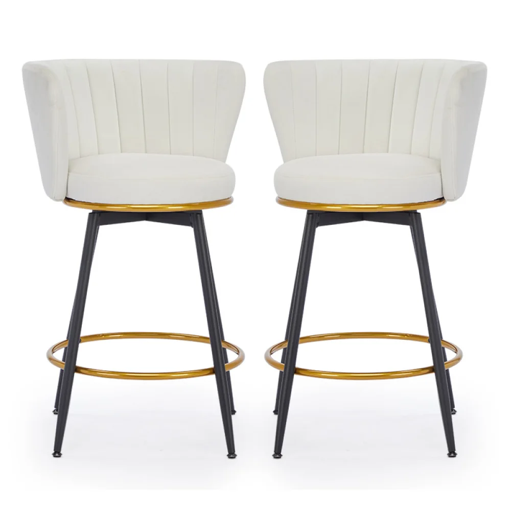 Set of 2 Bar Height Bar Stools, 360° Swivel Upholstered Bar Stools, 26" High Seat Height Chair  Bar Chair