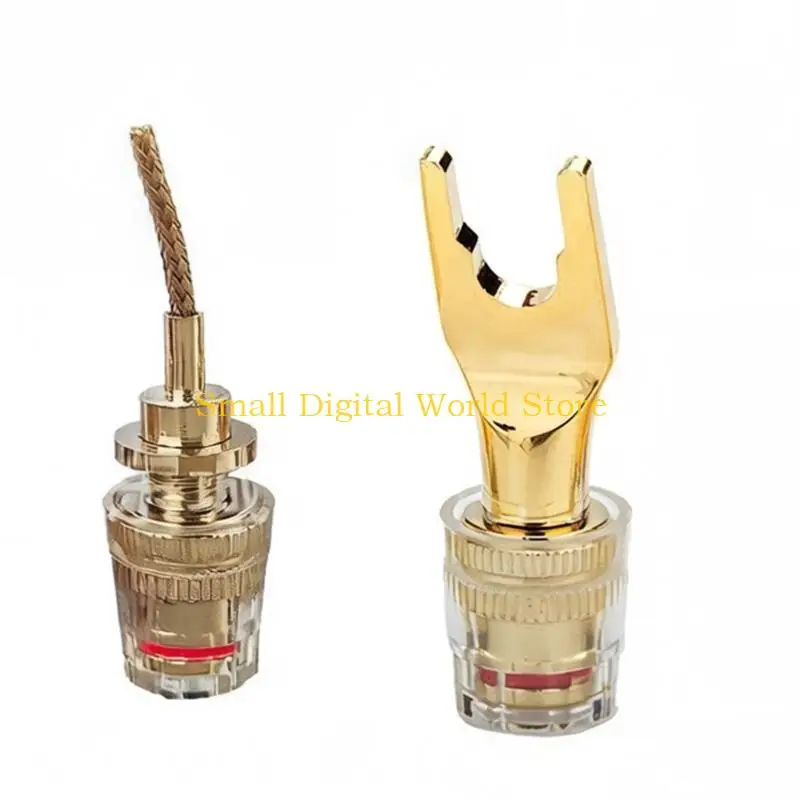 77UB Gold Plate Metal Speaker Wire Terminals 46Mm for Enhances Sound Presentation