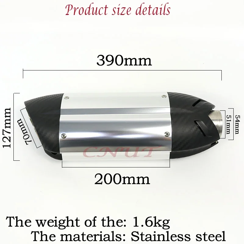 Universal 51mm Motorcycle Exhasut Mivv Muffler Pipe Stainless Steel For Z800  MT03 MT07 MT09 Devil Monster 796 Modified Exhaust - view 2