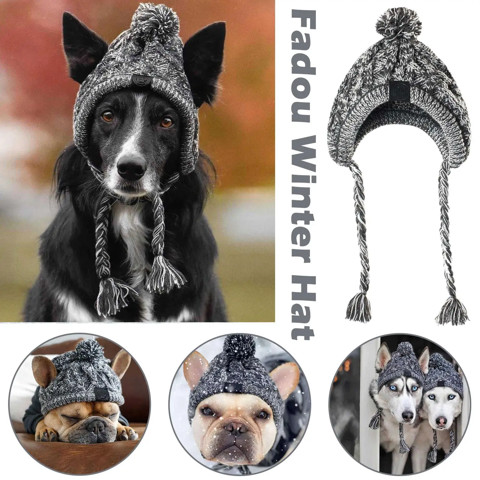 New Winter Warm Soft Dog Hats S/M/L Sizes Windproof Knitting French Bulldog For Dogs Chihuahua Hat Puppy Pet Accessories ﻿2 M3J3