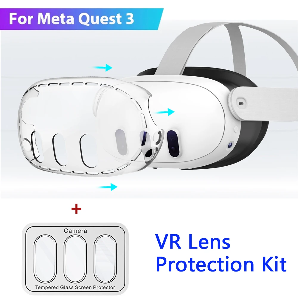 VR Lens Protection Kit for Meta Quest 3 VR Helmet Clear Protective Cover Anti-scratch Film Lens Cover for Quest 3 Accessories