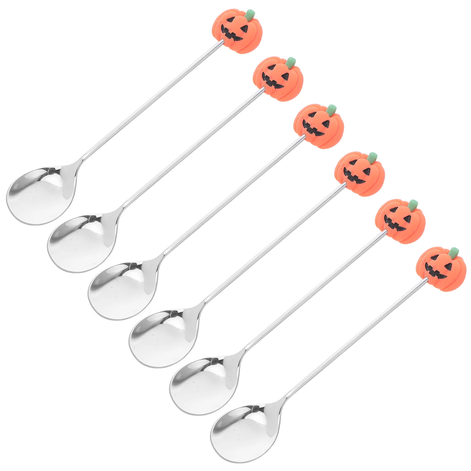 

6pcs Pumpkin Halloween Tableware Set Mini Silver Dessert Spoon Stainless Steel Kitchen Bar Halloween Pumpkin Spoon Utensils