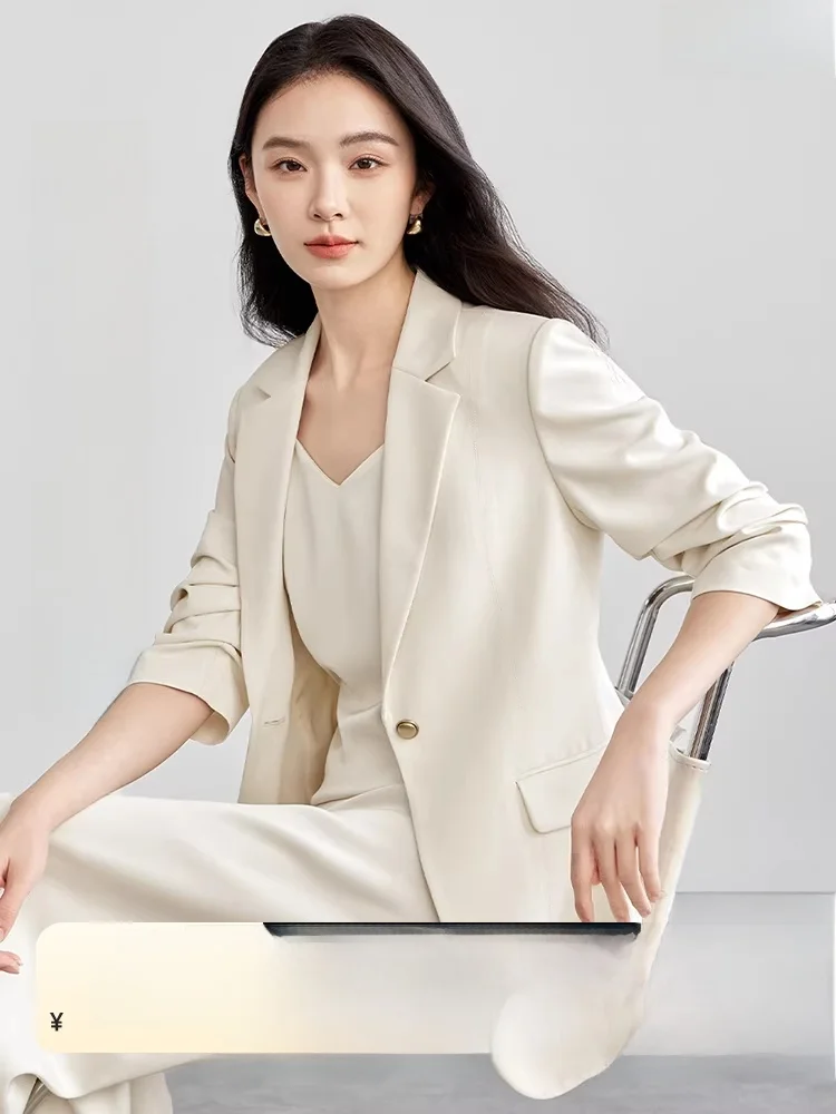 

Однотонный женский костюм-двойка: пиджак с подплечниками и плиссированными рукавами, укороченный, с заниженной талией, весна 2026, новинка