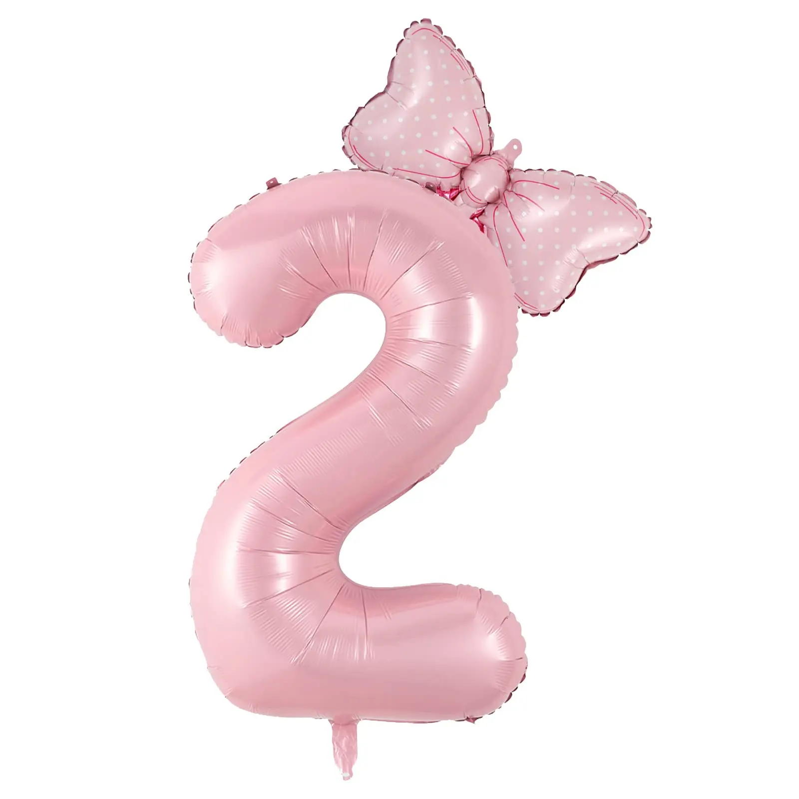 2Pcs 40 Inch Macaron Pearlescent Pink Numbers Foil Balloon Set Mini Size Bow Balloons for Boys Girls Birthday Party Decoration