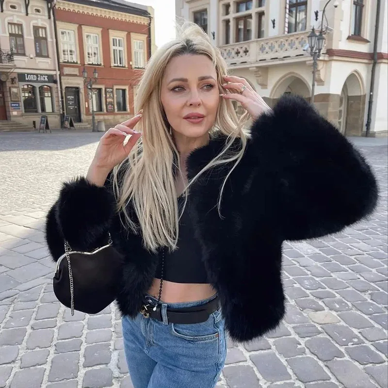 Fashion Slim Faux Fur Jackets Women Casual Comfortable Loose Long Sleeves Coats High Street Lady Autumn Winter  Clothes