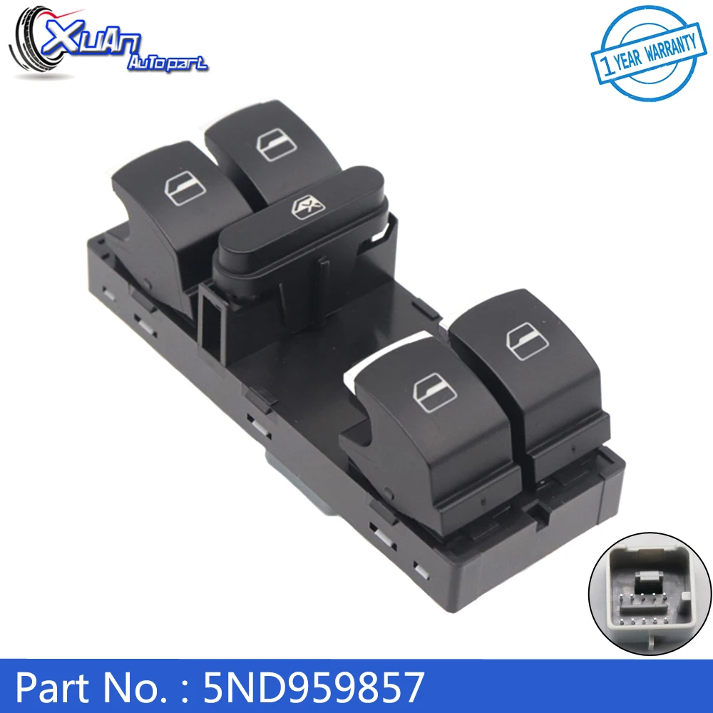 XUAN Electric Master Power Window Control Switch 5ND959857 For Volkswagen Golf GTI MK5 MK6 Jetta Tiguan Passat B6 CC Seat Leon