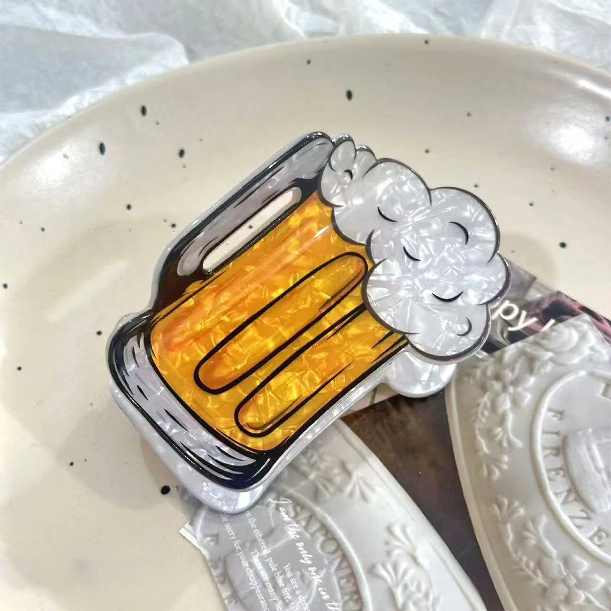 1 Stück Sommer-Bier-Popcorn Großer Greifclip, Strand-Snack-Kombinations-Haarklammer für die Haarwurzel – Detail 6