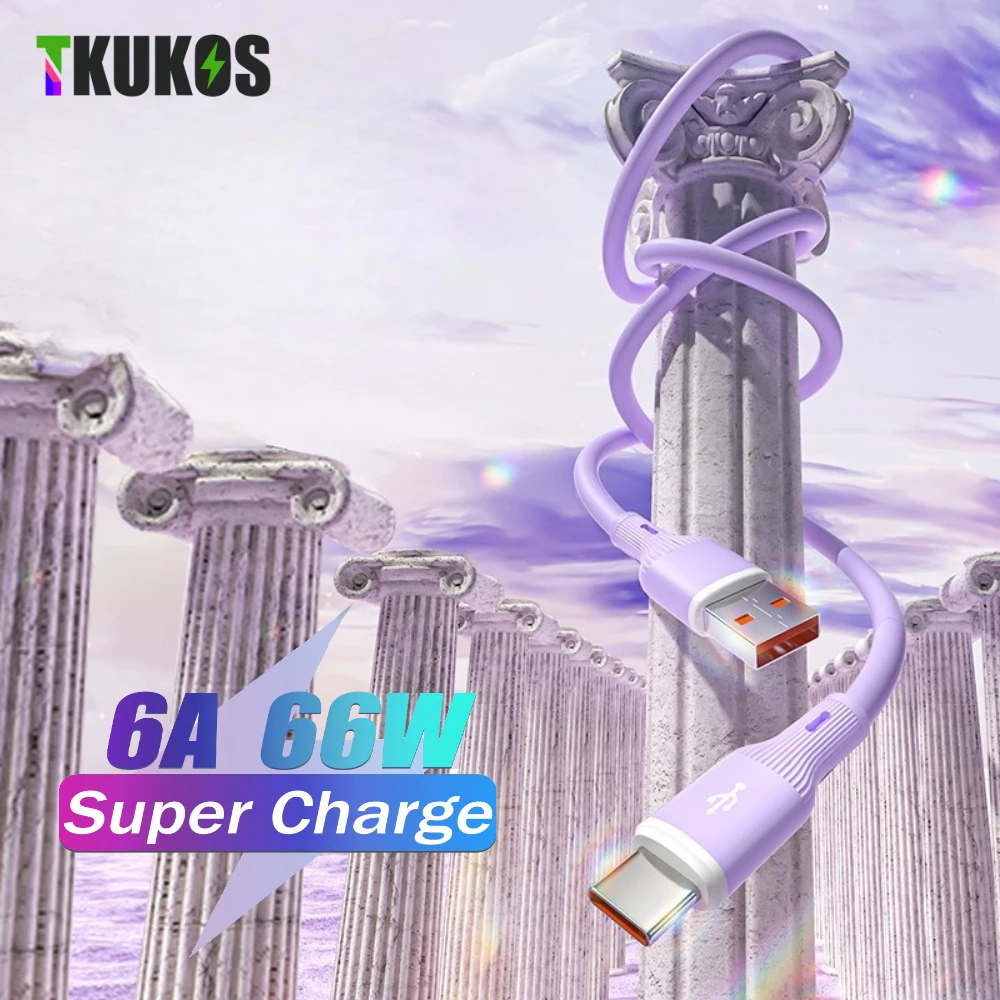 

6A 66W USB Type-c Кабель для сверхбыстрой зарядки данных для Samsung S23 S24 Xiaomi Huawei Смартфон Кабель для зарядки мобильного телефона 1M