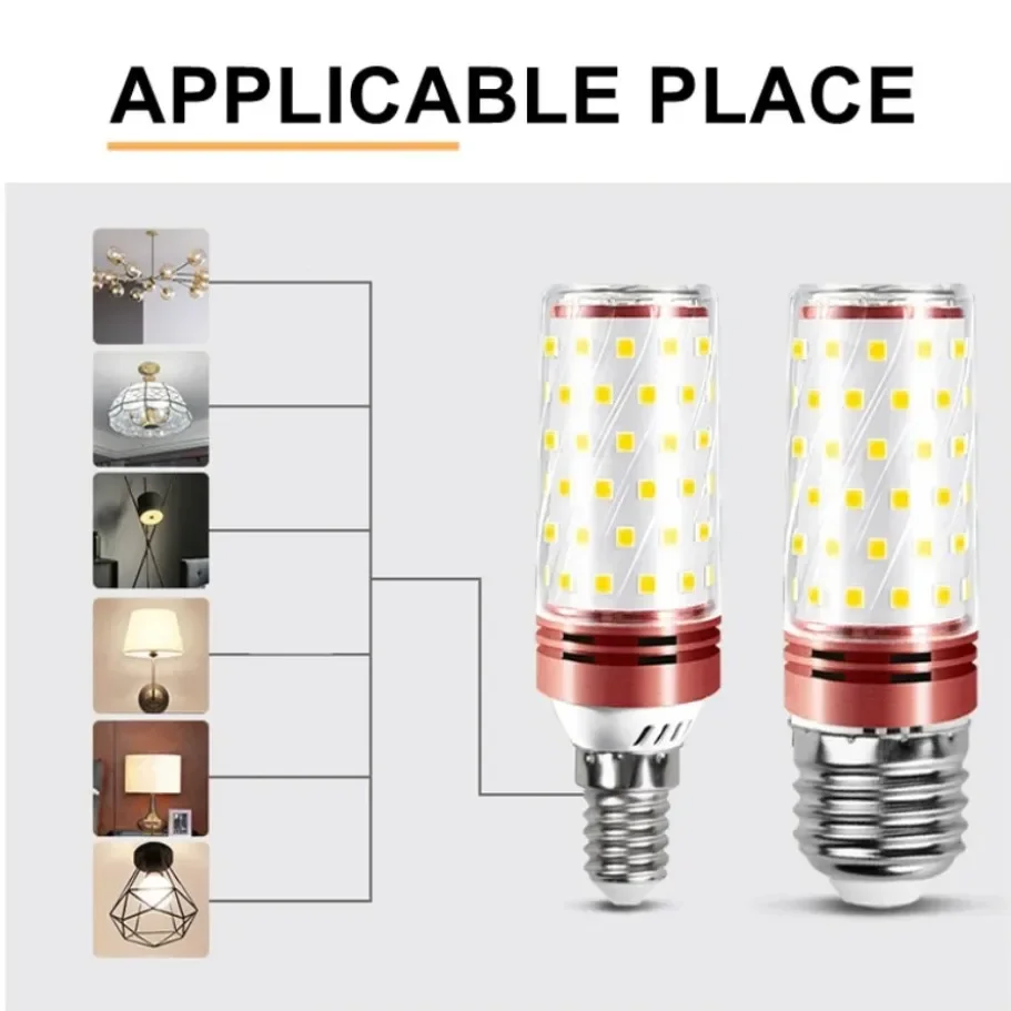 E14/ E27 Corn Lights Bulb AC85-240V LED Bulbs 110V 220V Dimmable Three Color Switch Function for Home Lighting Accessory Fixture