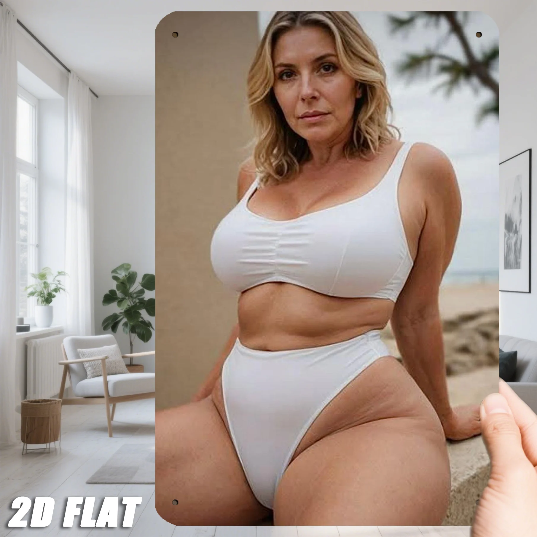 Vintage-Metallschild „White Swimwear Beach“ – 2D-Wandkunstdekoration, 20,3 x 30,5 cm großes Retro-Hängeschild