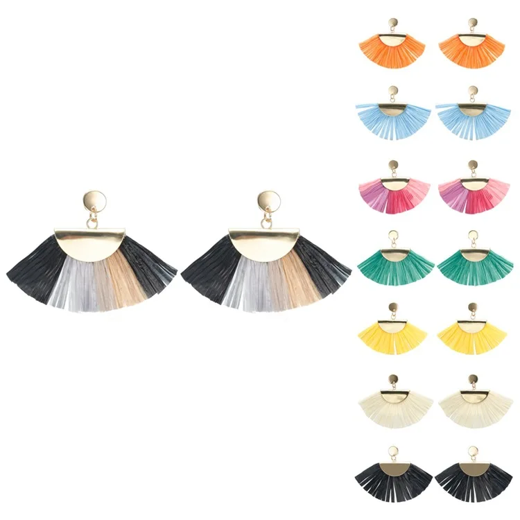 raffia earrings for women, fringed earrings, new earrings, new cross-border accessories, and one piece of popular accessories.