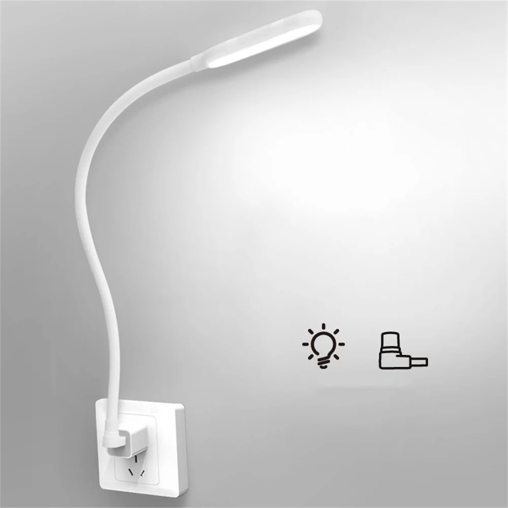 

New Design USB Night Lamp 3 Light Color Dimmable Flexible Neck Reading Light Curved Feet for Laptop,Notebook,Bedside