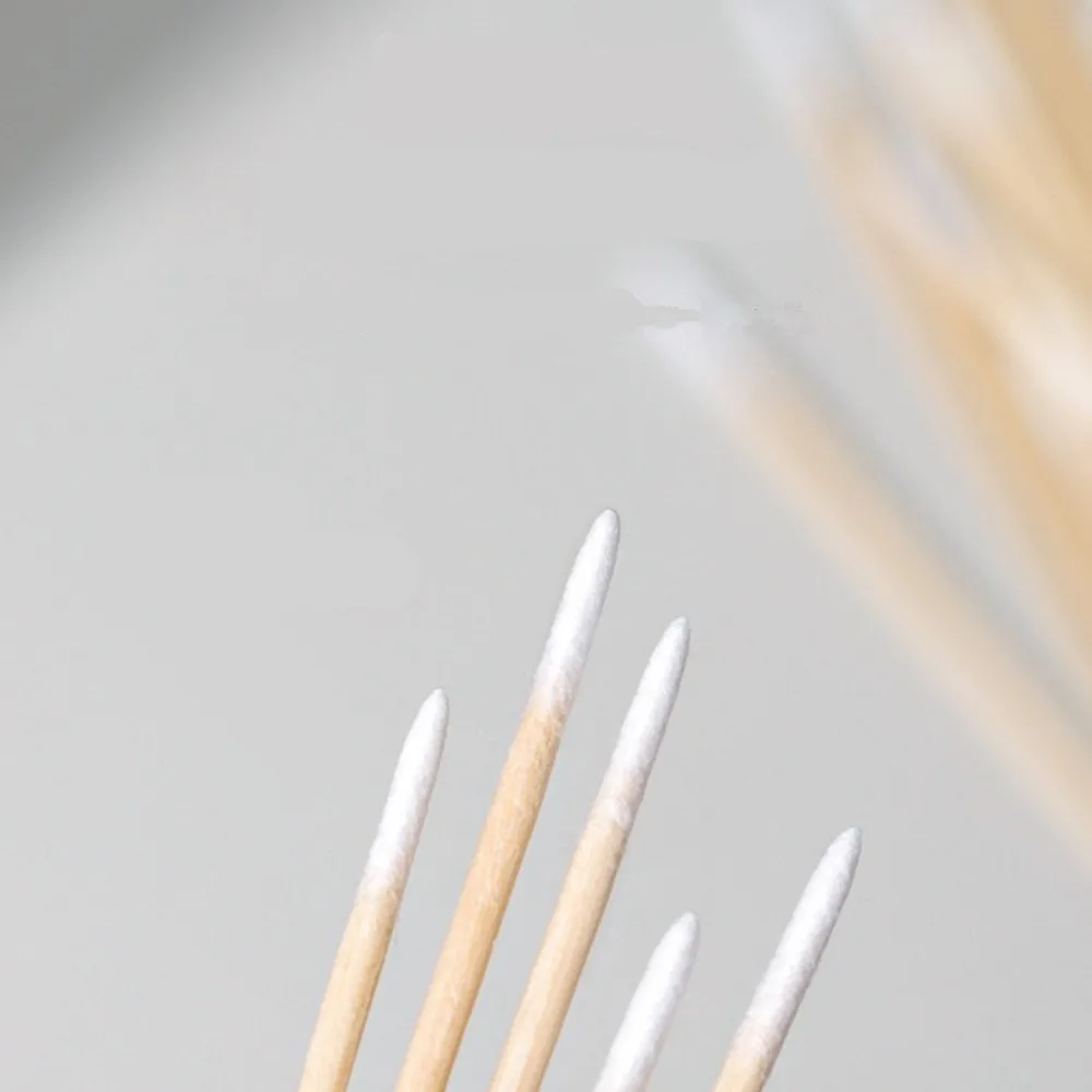 RHJB 100/300Pcs Nails Wood Swab Cleaning Sticks Bud Tip Wooden Cotton Head Manicure Detail Corrector Nail Polish Remover 7cm