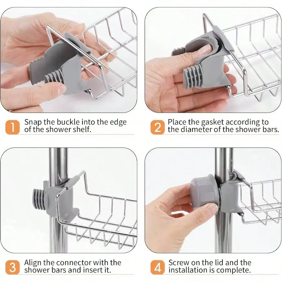 爪足付き浴槽キャディーシャワーロッドは含まれていません - ステンレス製のシャワーシェルフとソープキャディー