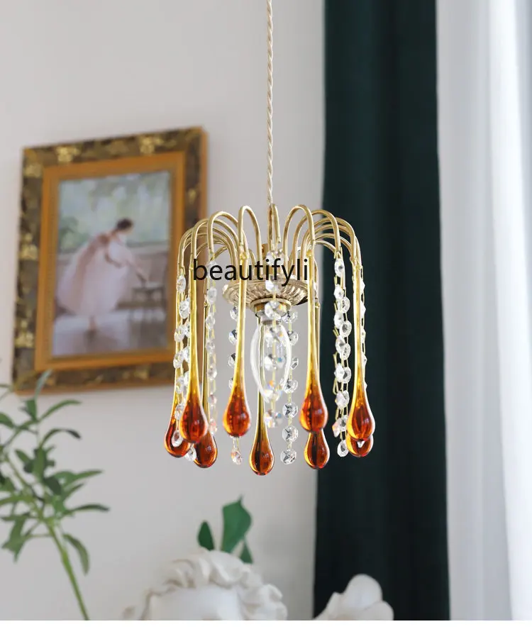 Water Drop Glass Small Droplight American Style French Style Romantic Bedroom Bedside Cloakroom Household Lamps