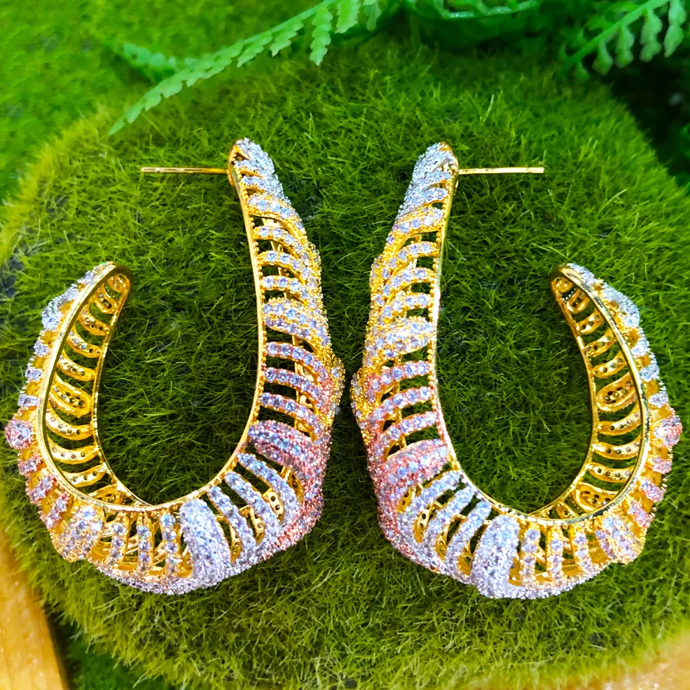 

Missvikki Prong Setting CZ Stones Super Big Hoop Earrings for women Bridal Wedding Party Jewelry New Design Hot Fashion Gift