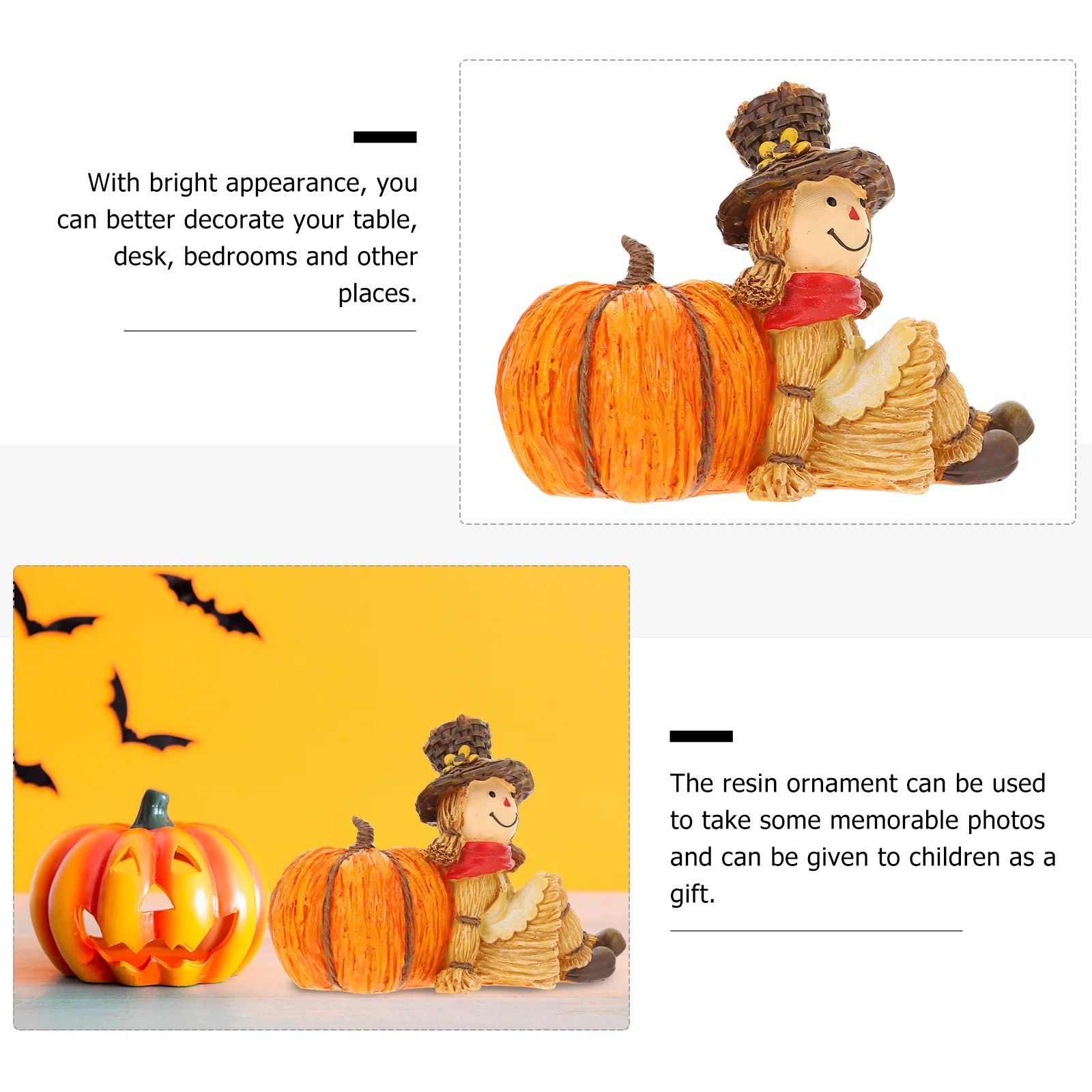 

1Pcs Resin Scarecrow Pumpkin Ornament Creative Thanksgiving Halloween Party Decoration Gift for Home Desktop