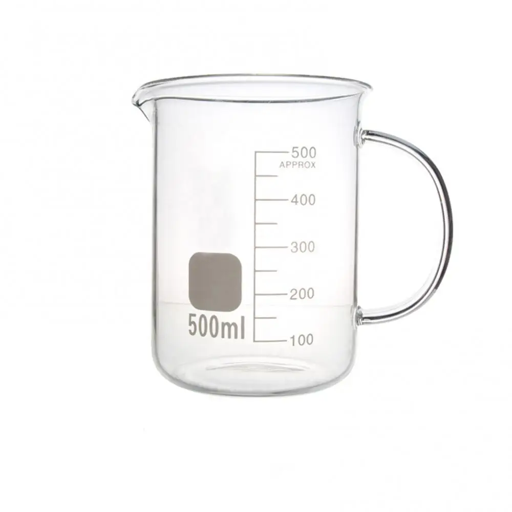 50/100/250/500 Beaker Glass Measuring Cup 1000ml Kitchen Lab Laboratory Flask High Temperature Resistant Glass Scale Beaker