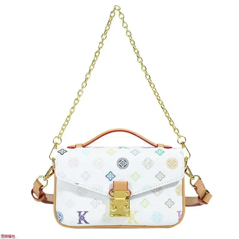 خمر قفل حقيبة مربعة كتلة اللون محفظة الكتف للنساء المطبوعة سلسلة حزام Crossbody حمل حقيبة المتخصصة حقيبة رافعة أنيقة ​