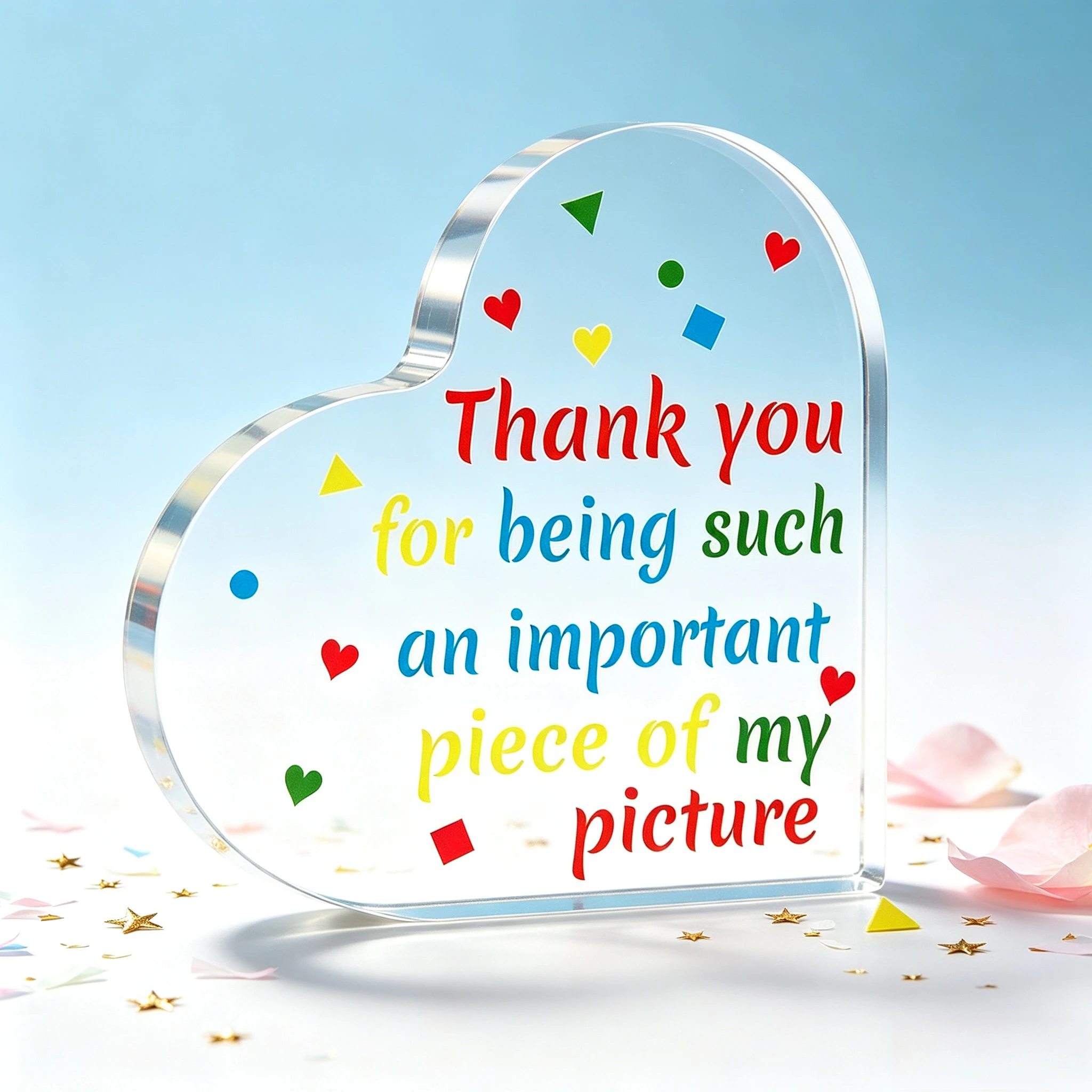 Cheerful Colorful Geometric Confetti Heart‑Shaped Acrylic Ornament, Teacher’s Day End‑of‑School‑Year Thank‑You Gift