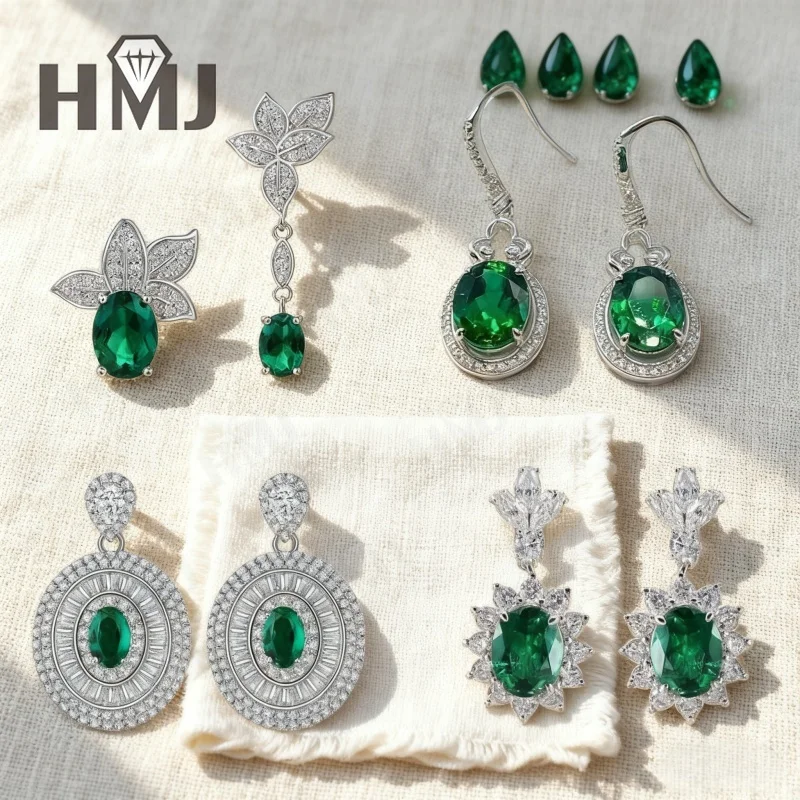 

Oval Cut Ruby/Sapphire and Colombian Emerald Earrings&Necklace Pendant Set Luxury Jewelry Gift for Christmas and Easter