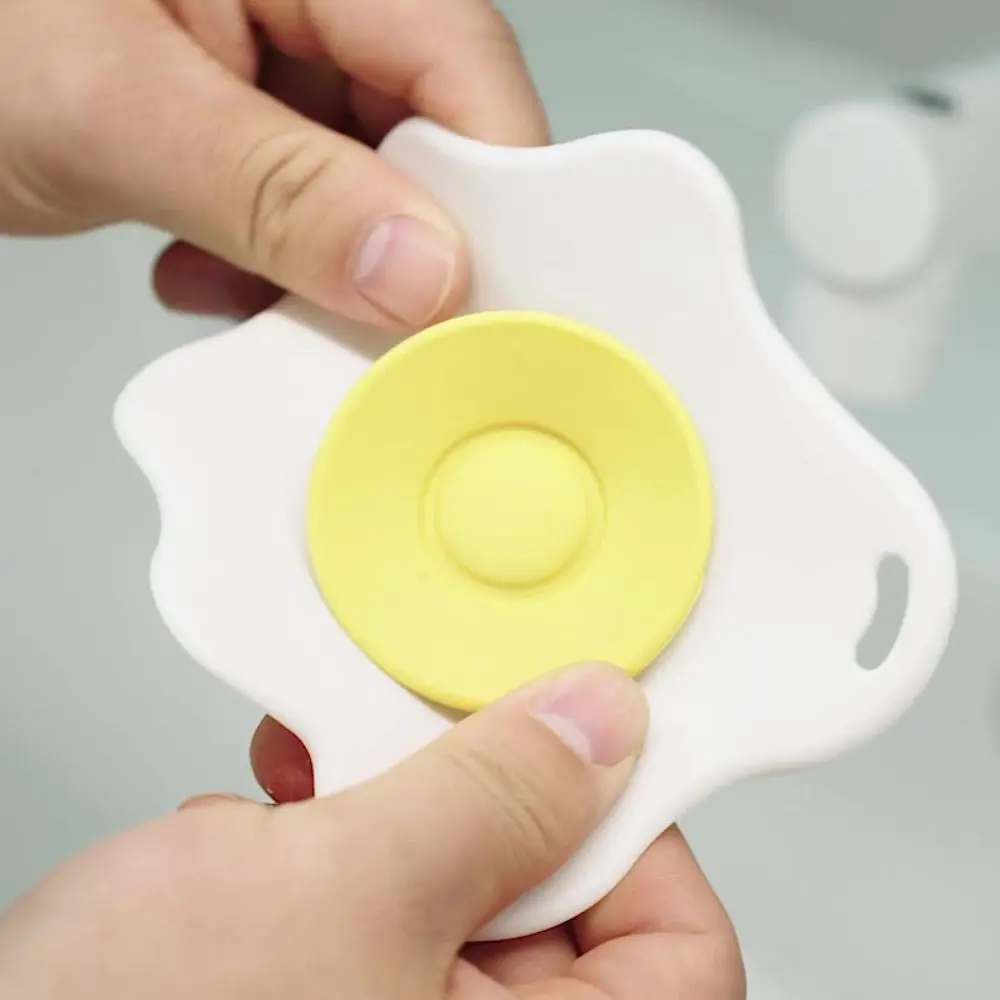 4pcs Fried Egg Shape Floor Drain Cover Flexible Insect Prevention Filter Screen Cartoon Anti Clogging Hair Catcher Stopper