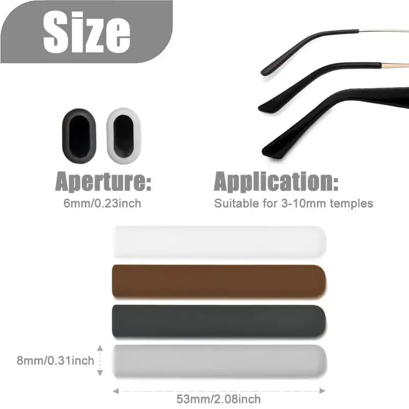 New 2 Pairs Anti-Slip Eyeglass End Temple Tips Silicone Frame Leg Glasses Retainer Cushion Ear Sock Sleeve Comfort Eyewear - view 3