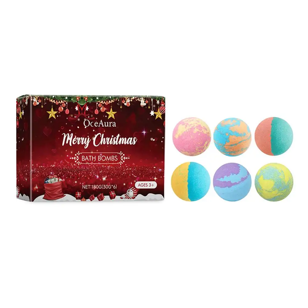 كرات حمام ملح ملونة لعيد الميلاد، فقاعات غنية لتخفيف التوتر، سبا الجسم، زيت أساسي، هدايا ترطيب عميق، قنابل الاستحمام