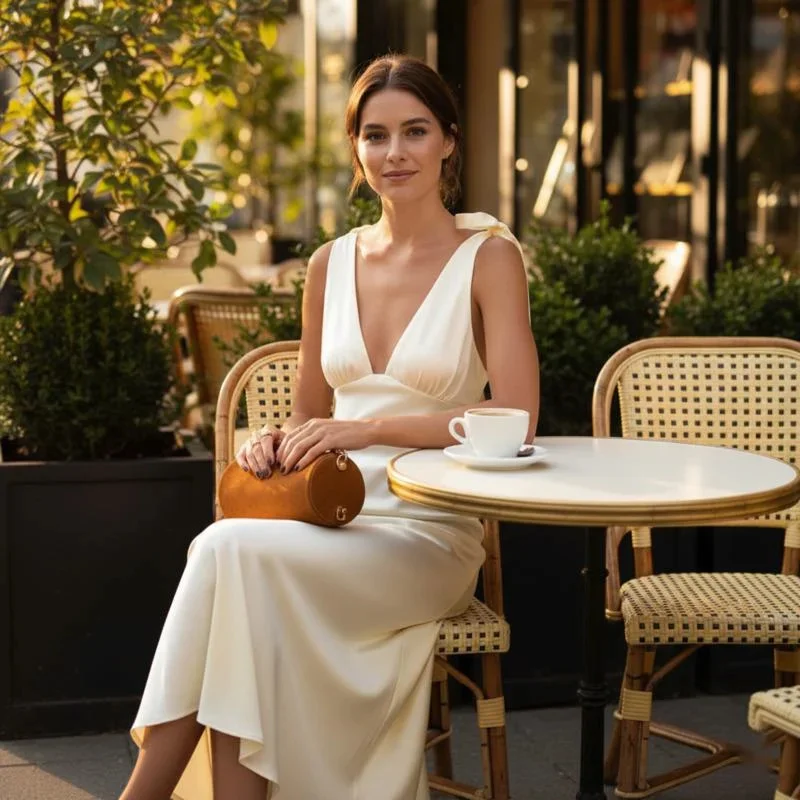 

Women Summer Satin Maxi Dress Deep V Neck Backless Sleeveless Tie Shoulder High Waist Bodycon Slip Long Dress Elegant Party Gown