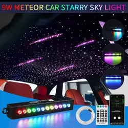 Colorful Meteor 9W 12Holes Car Starry Sky light RGBW Optic Fiber Lights Roof Shooting Star LED Amosphere Lamp