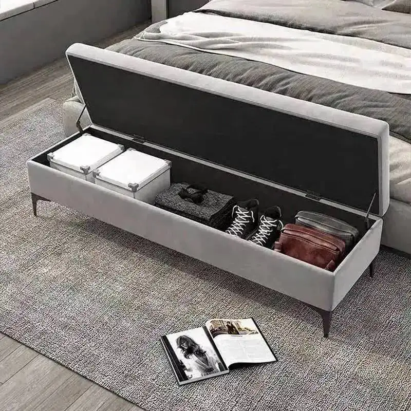 Flannel of Changing Storage End Shoe Shoe Stool Designer Light Stools Luxury Bedroom Bed Racks Home Living Room Sofa Footstool