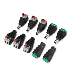 1/100pcs Female Male DC Connector 2.1*5.5mm Jack Power Adapter Barrel Wire Connectors For LED Strip Light CCTV Camera