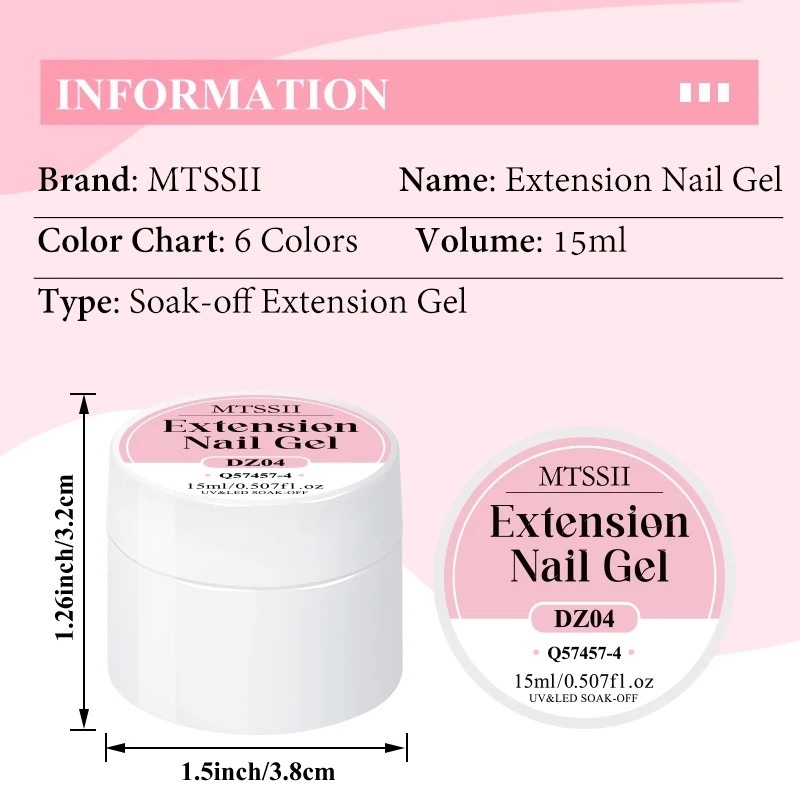 Mtssii Extension Nail Gel Jelly Pink Weiß Klares Hartes Gel 15ml Verlängerung UV Gel Für Nägel Finger Französische Nail Art Maniküre