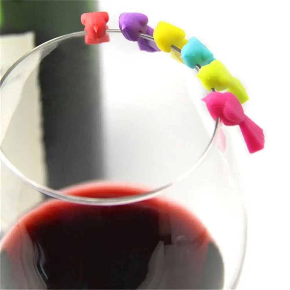 6Pcs Silicone Material Glass Marker Bird Shaped Alpaca Shaped Glass Identifier Easy To Clip Reusable Cup Charm Party Gathering