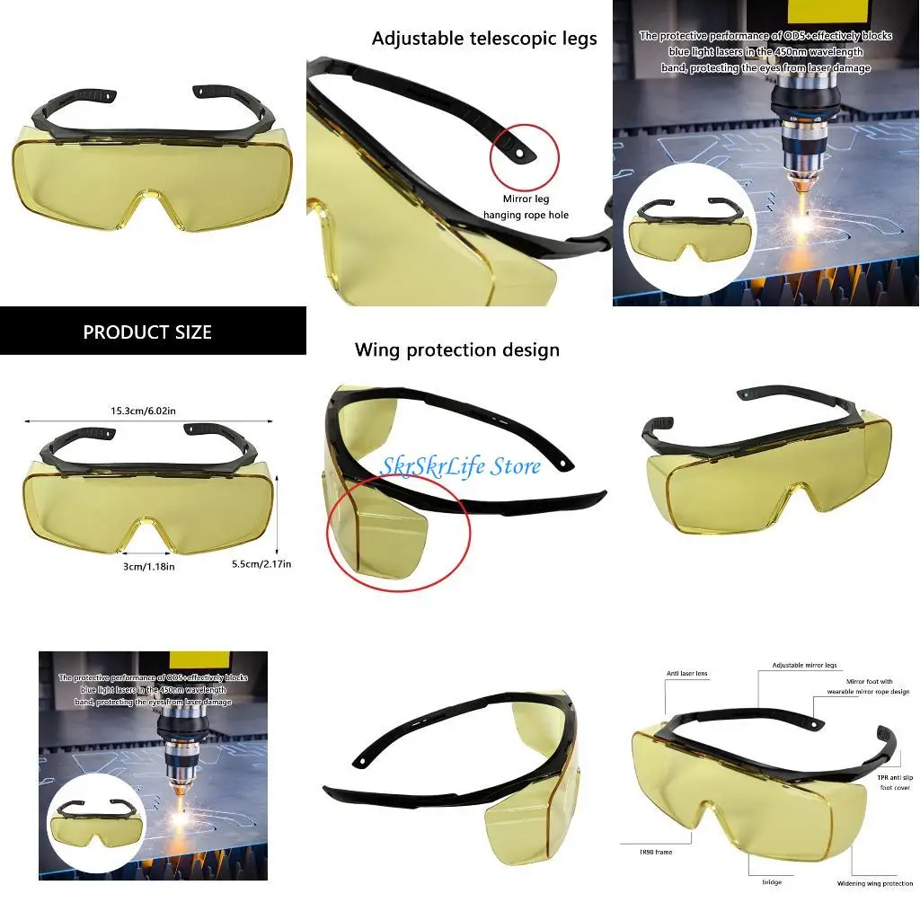

E65E Over Glasses Goggles Light Protections Safety Glasses Blue Light Blocking Protective Glasses Goggles Impact Resistant