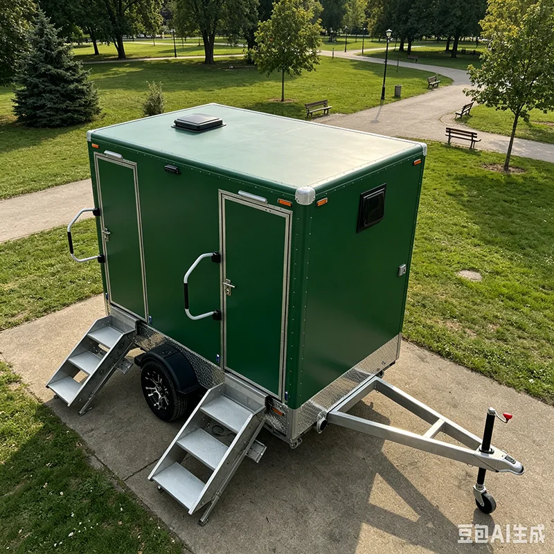Portable Restroom Trailer Toilet with Flush System Mobile Toilet for Construction Site Outdoor Events Wedding Party