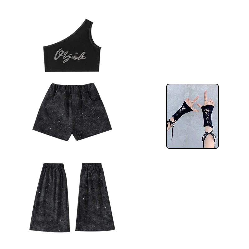 Kinder Ballroom Dance Anzüge Kinder Hip Hop Dance Kostüme Mädchen Jazz Kleidung Coole Straße Tragen Bühne Rave Outfits SL13484
