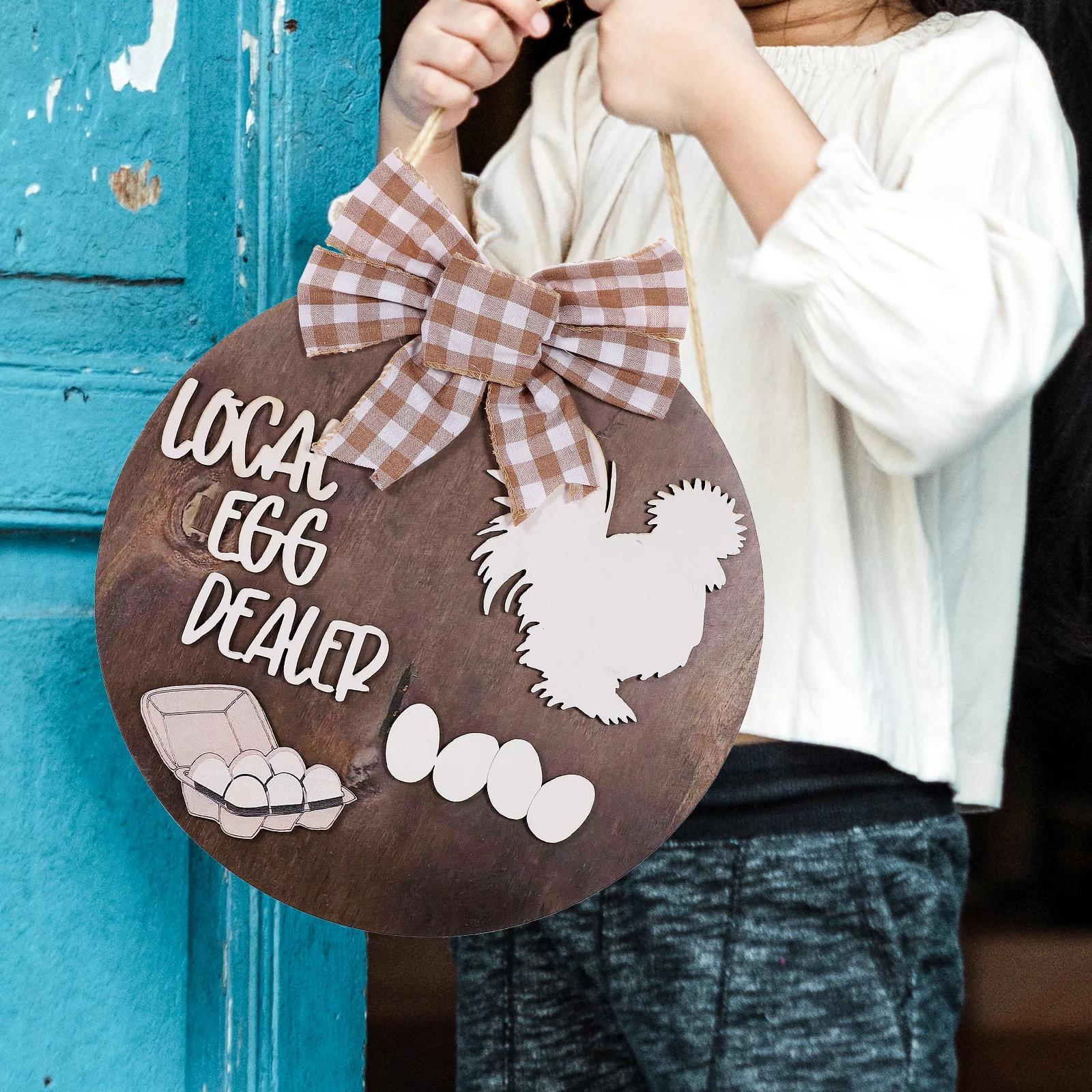 

1pc Chicken Welcome Sign Decorative Plaque Rustic Wood Door Sign Front Porch Farmhouse Wreath Hanging Outdoor Decor Signs