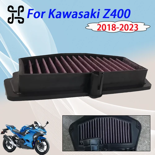 Para Kawasaki NINJA400 NINJA Z400 2018 - 2023 elemento de filtro de aire para motocicleta Kit de limpiador de aire reutilizable de alto flujo fácil instalación