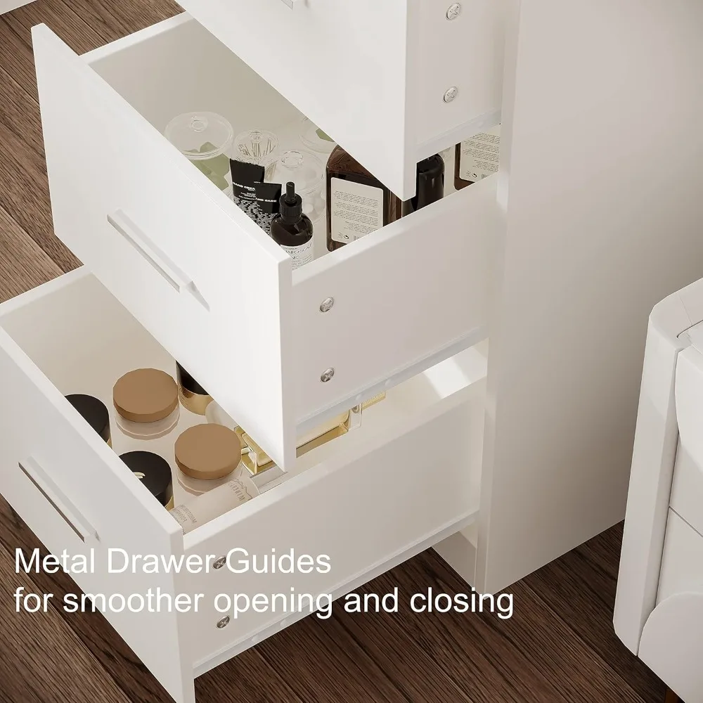 Meja Rias Rias 46.7" dengan Cermin Menyala – Meja Rias Besar dengan Rak Penyimpanan & 5 Laci, Meja Rias Kamar Tidur untuk Bea