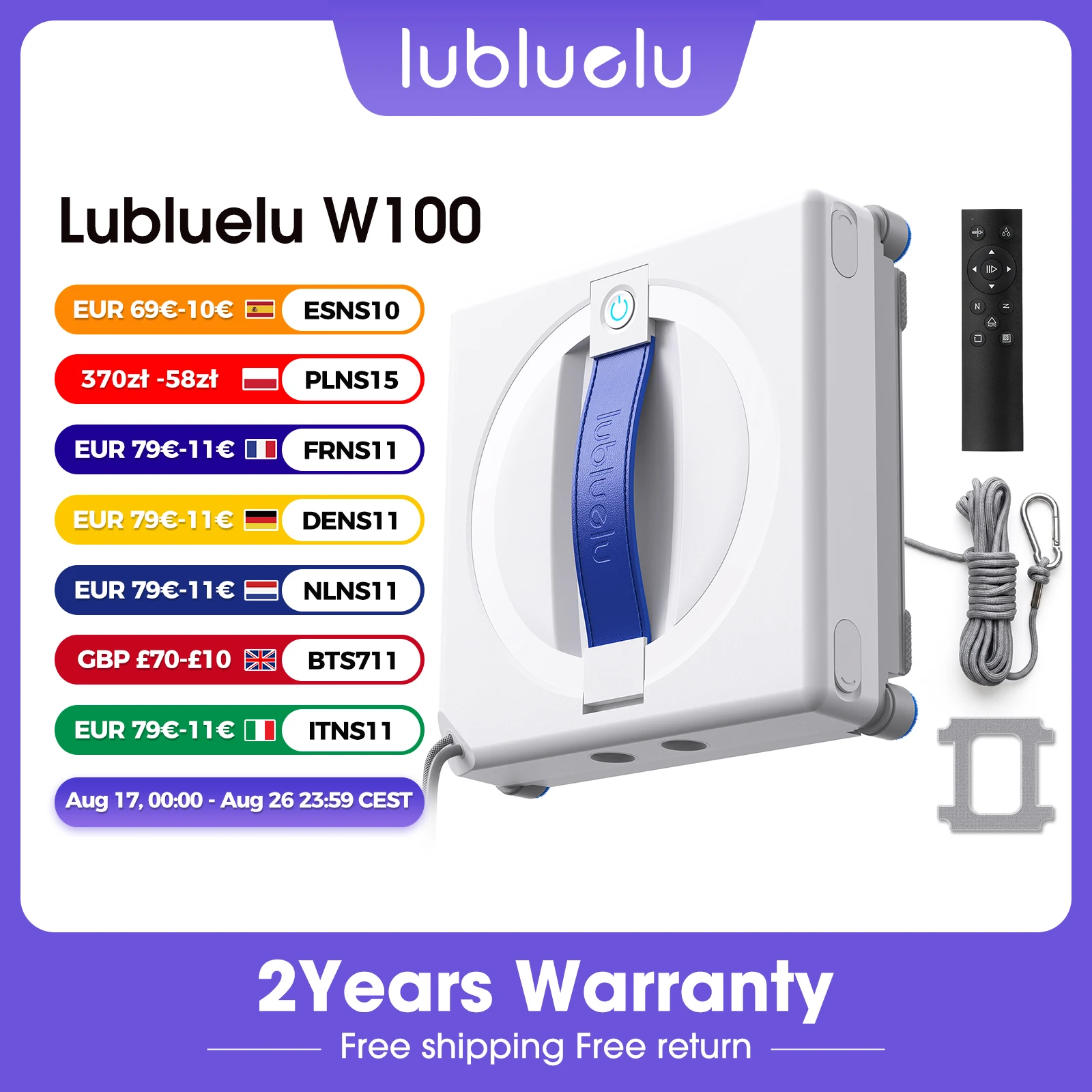 Robot do okien Lubluelu W100 7KPa z EU za $72.05 / ~273zł