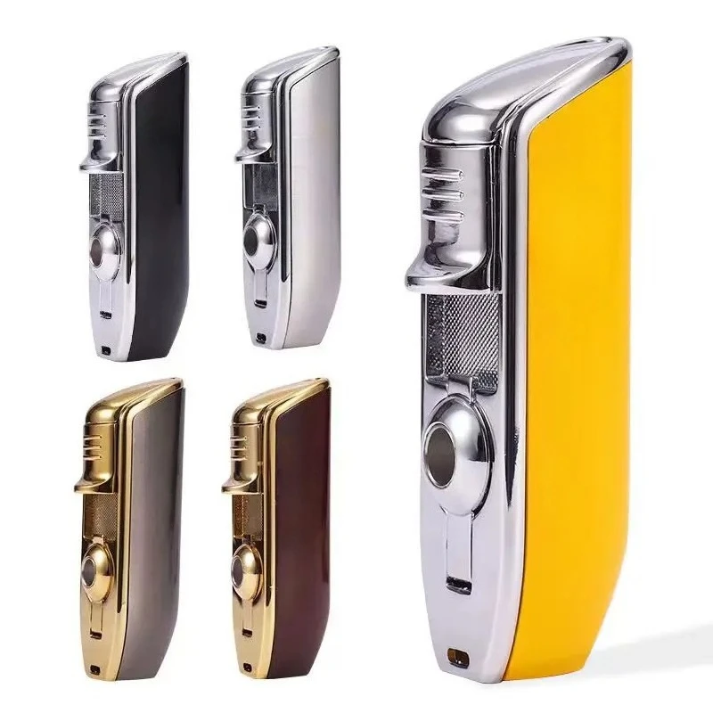 Luxury Portable Outdoor Metal Windproof Butane Gas Snake Lighter 3 Torch Blue Flame Jet Cigar Cigar Special Lighter Men's Gifts