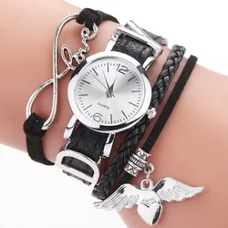 Watch for Women Vintage Elegant Classic Small Dial Bee Pendant Quartz Clock Leather Belt Bracelet Wristwatches Reloj Mujer