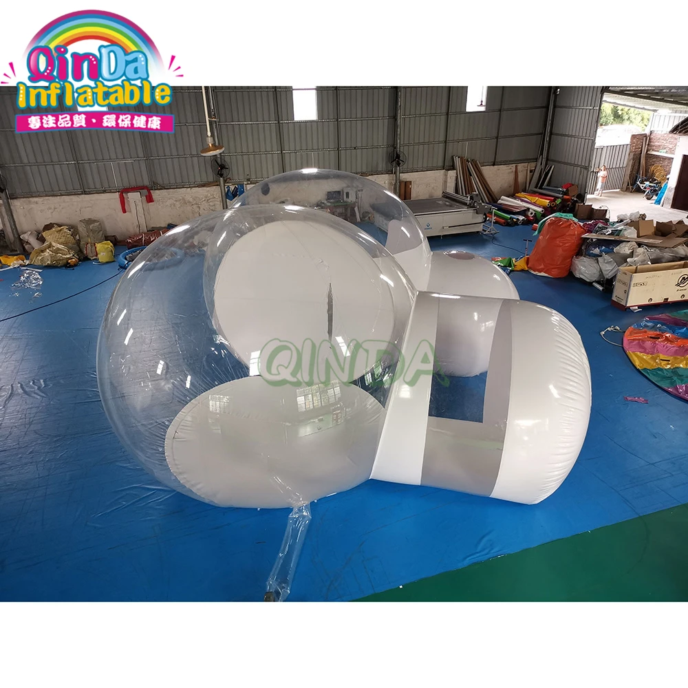 Dubbele kamer transparante heldere koepel opblaasbare bubbeltent PVC iglo kampeertent