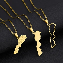 African Morocco Map City Pendant Necklace Stainless Steel Men Women المملكة المغربية Maps Jewelry Gift