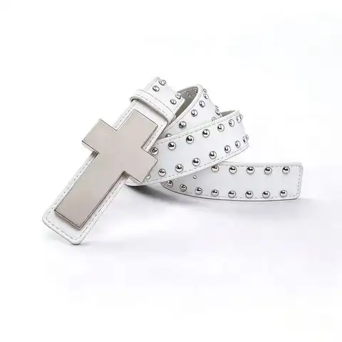 Punk Cross Belt for Men Women, Y2K Gothic Rivet Studded Belt, Hip Hop Streetwear Waist Belt for Jeans