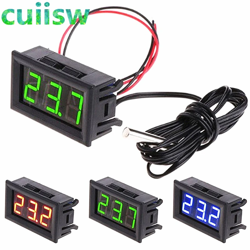 DC 12V Mini Digital LED Thermometer for Car Temperature Monitor Panel Meter Measuring Range -50-110C with Temperature Probe