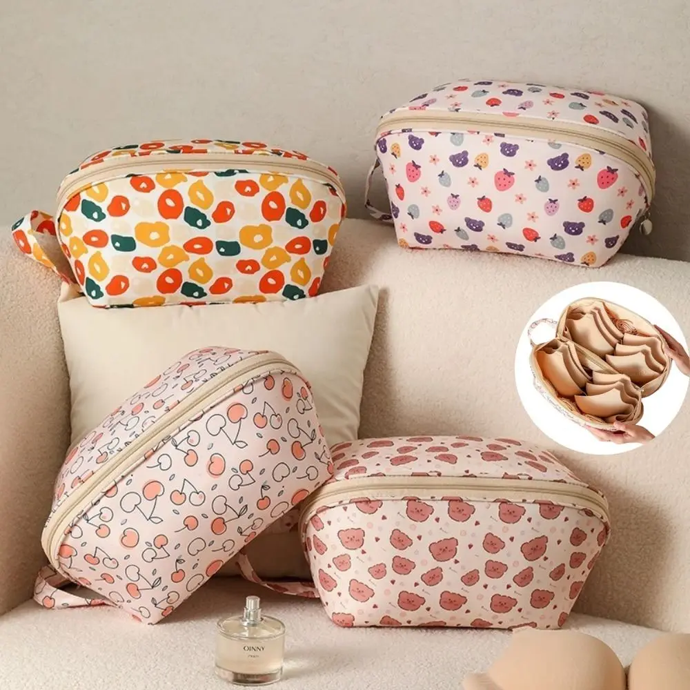 

Cartoon Printing Underwear Storage Bag Sorting Handheld Travel Bra Organizer Large Capacity Semi-circle Shaped